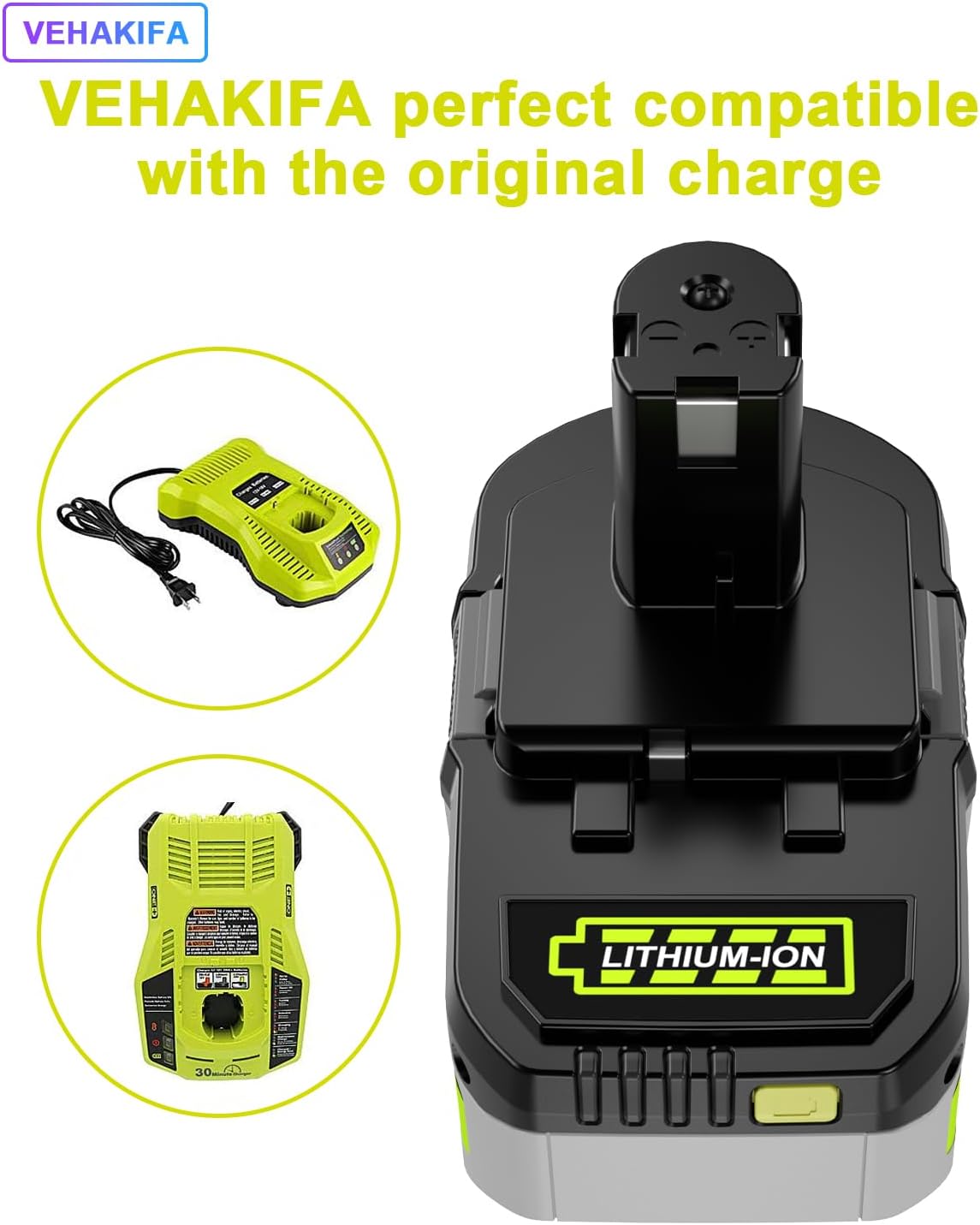 Upgrade 2 Pack 18V 6.0Ah Battery Compatabile with Ryobi ONE+ Plus 18V Battery High Capacity 18V Lithium-Ion Battery P102 P104 P105 P106 P108 P107 P109 for Cordless Power Tools
