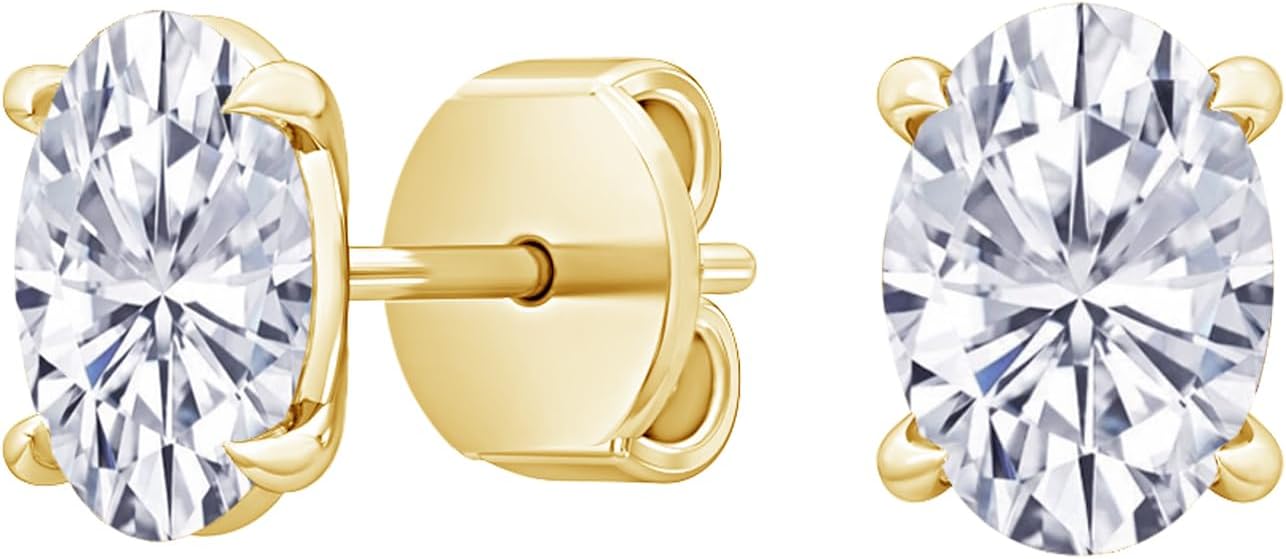 IGI-certified lab-grown diamond stud earrings, 4-prong