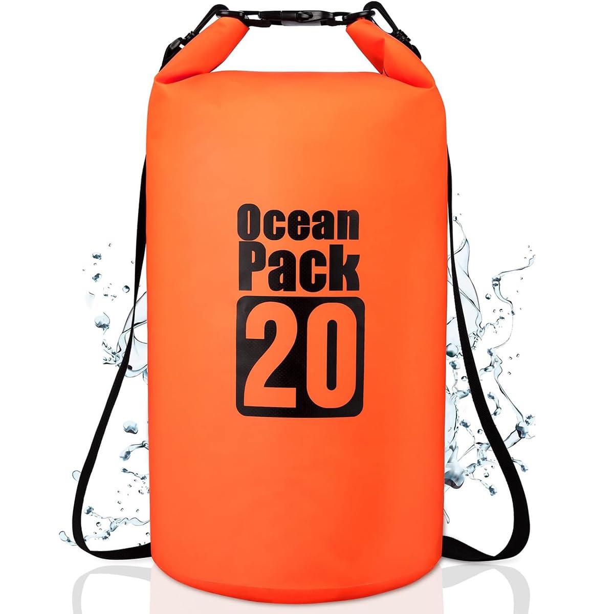 Waterproof Bucket Bag Waterproof Dry Bag - Roll top dry compression bag keeps gear dry for kayaking, beach, rafting, boating, hiking, camping and fishing, floating waterproof bag .20L (orange)