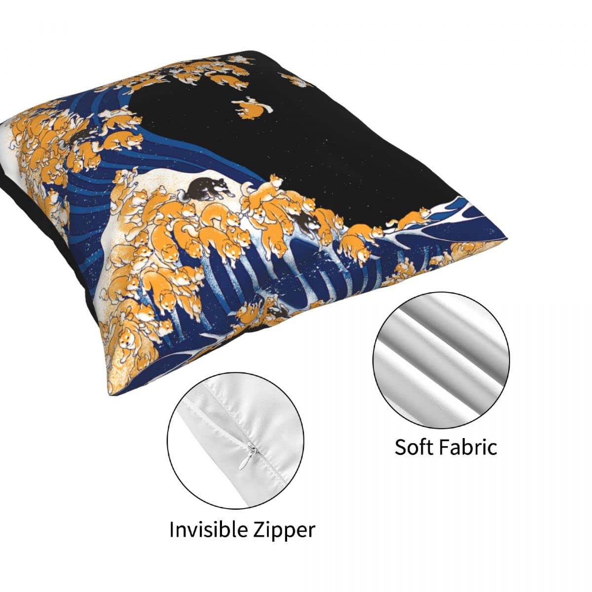 Amazon.co.jp: クッションカバー 4枚セット 45×45cm 葛飾北斎 富嶽三十
