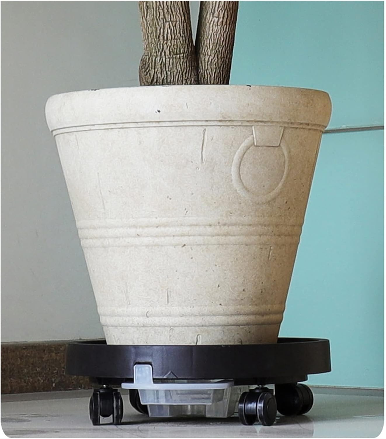 Wooden Vase Base Plant Dolly Planter Caddies with Wheels Plastic Flower Pot Stand Indoor Outdoor Movable Planter Stand Planter Trolley Wooden Vase Stand (Size : 23cm)