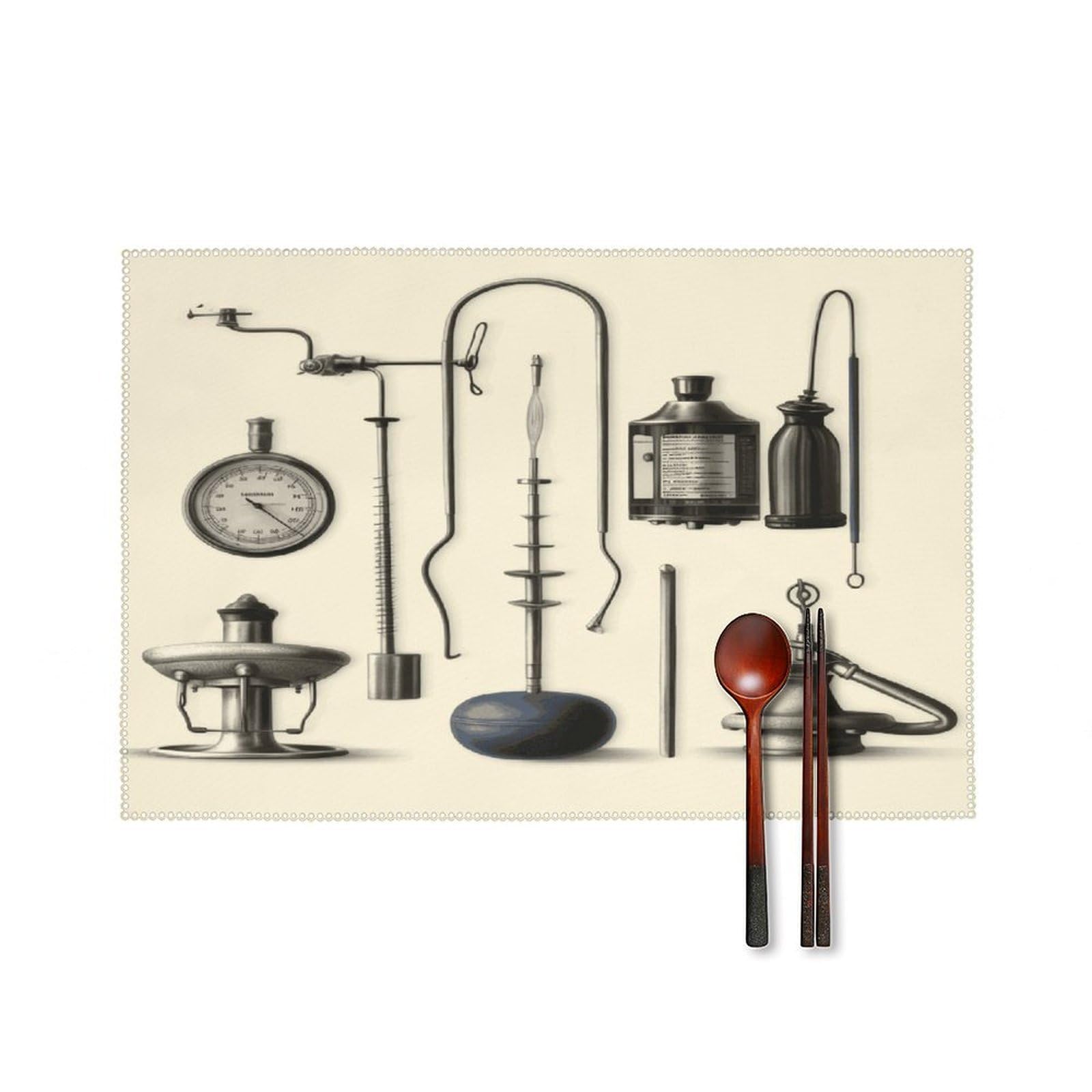 Medical Apparatus and Instruments Placemats Set of 4 Canvas Place Mats Non-Slip Heat Resistant Table Mats Washable Waterproof Placemat Wipeable Tablemats for Kitchen Dining Decor Place Mat