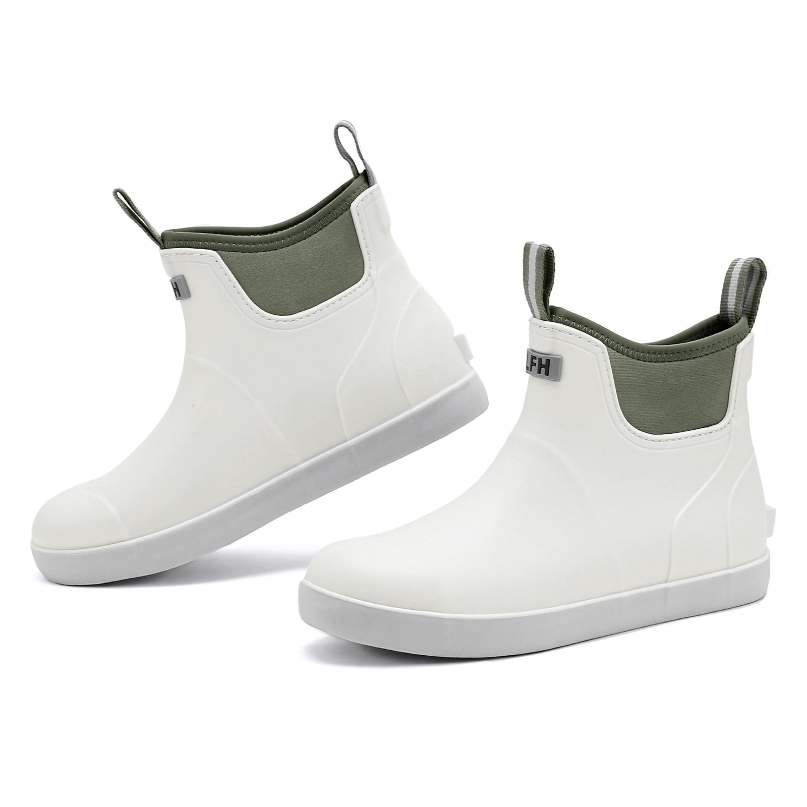 Sgadabe Deck Boots Mens, Rain Boots Anti-Slip Fishing Booties Waterproof Ankle Rain Shoes Rogue Wave Durable Rubber Boots Outdoor Footwear