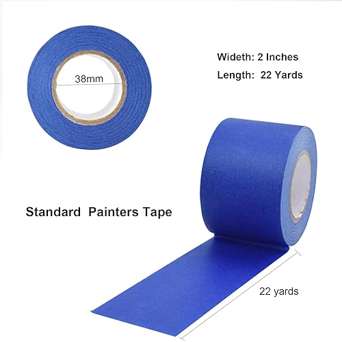 Miniatura 2 de Weishuo Cinta adhesiva ancha y colorida a granel, 2 pulgadas de ajuste firme y fácil de despegar, cinta azul para pintores en total 88 yardas para