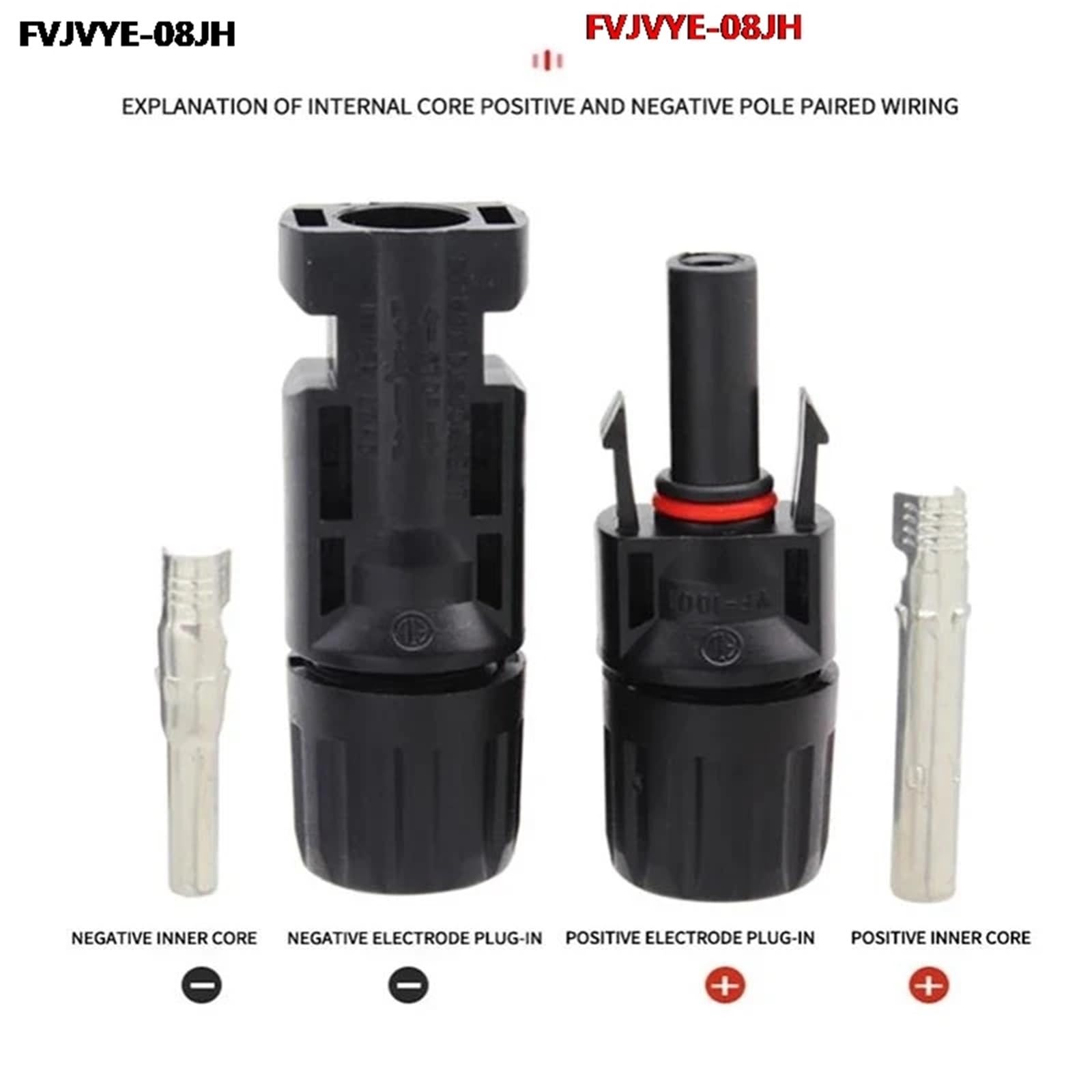 Kit di connettori solari fotovoltaici da 1/6/10 pezzi, spina per pannello fotovoltaico da 1000 V 30 A con chiave per cavo MC4 B2 da 2,5/4/6 mm² (10 pezzi (5 paia))