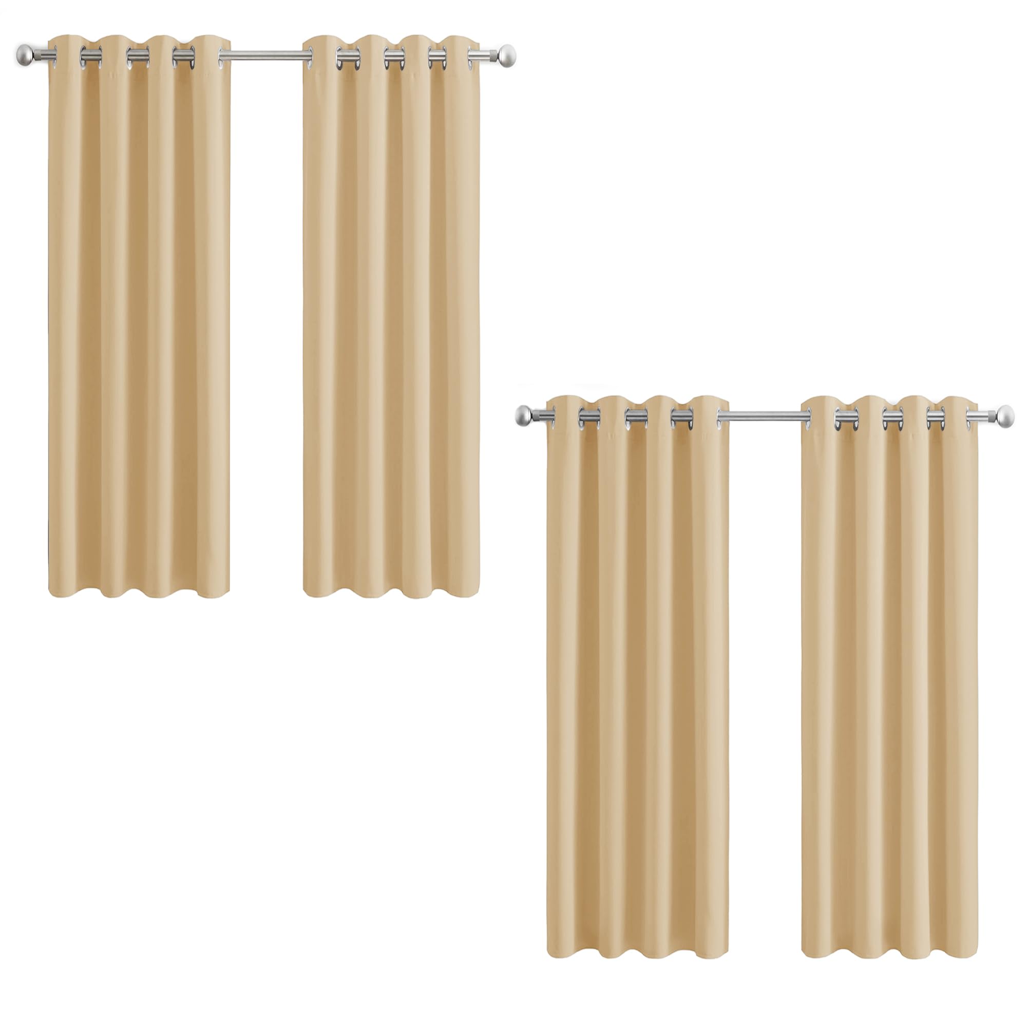 Aspire Homeware Blackout Curtains for Bedroom - Thermal Eyelet Cream Curtains Window Treatments Super Soft Ring Top Living Room Curtain & Drapes 4 Panels 46 x 54 inch Drop