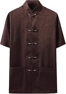 KTREZ Traje chino Tang, camisa de manga corta Kung Fu para hombre, uniforme tradicional de Tai Chi, unisex