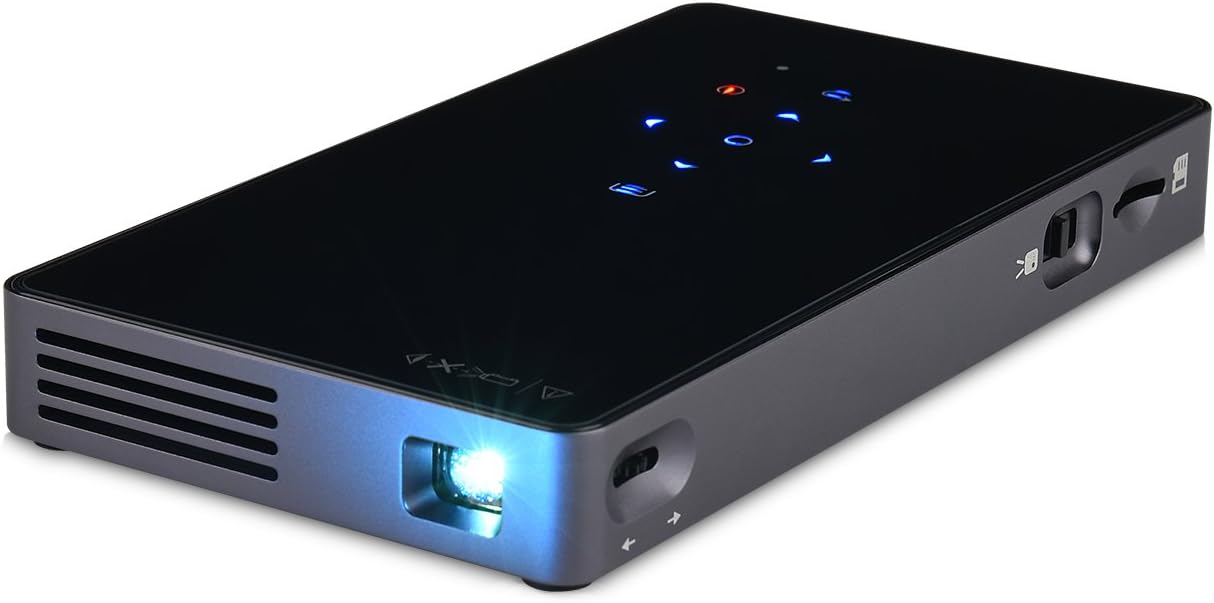 Aoxun P8I Mini Projector Support Full HD 1080P use HDMI & WIFI Wireless Connectivity projection size of up to 120 inches and Portable Size, 30,000 Hour LED, Pico Video Projector(Black 1+8G)