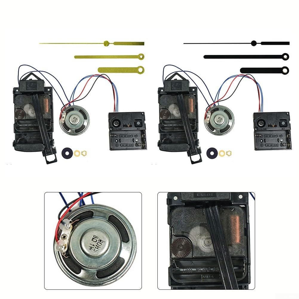 Reloj de pared de péndulo con caja de timbre de música, mecanismo de cuarzo, kit de bricolaje, piezas de repuesto, eje negro de 17 mm (A)