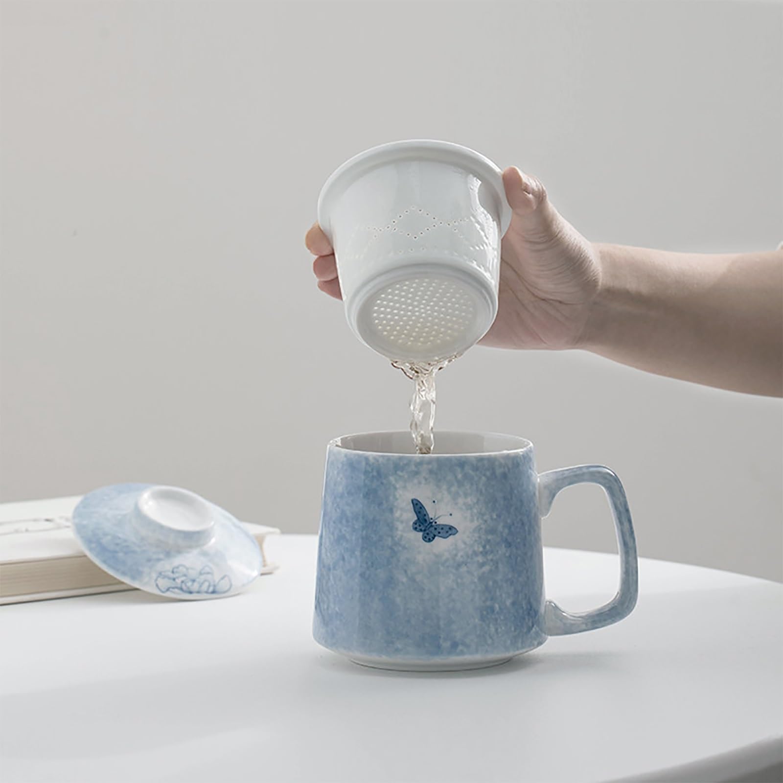 Taza Ceramica, Tazas de Te, Infusor para Té de Hojas Sueltas, Elegante y Sencillo, Apto para Lavavajillas, Ideal para El Hogar y La Oficina