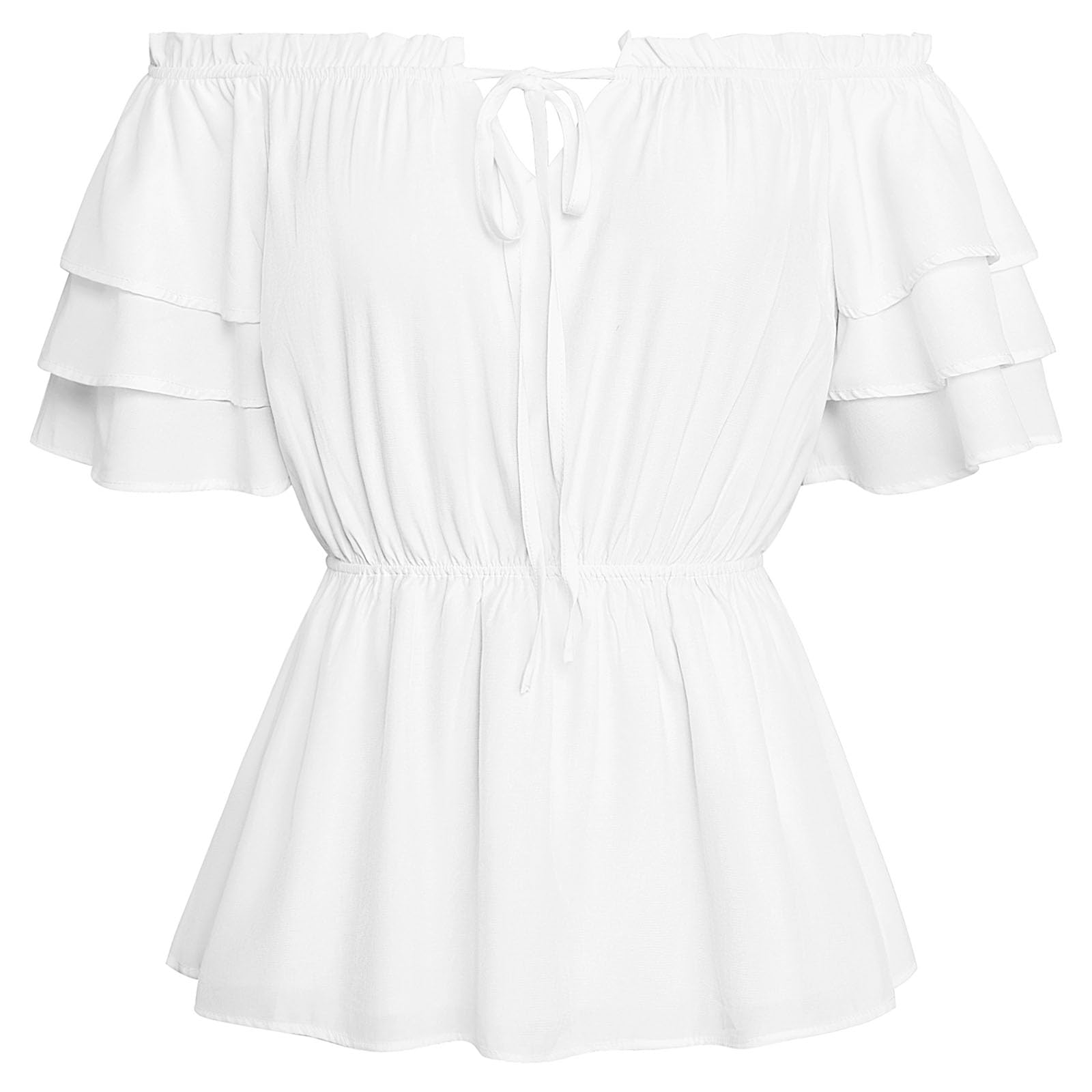 Scarlet Darkness Women Renaissance Pirate Shirt Off Shoulder Blouse Ruffled Sleeve Tops