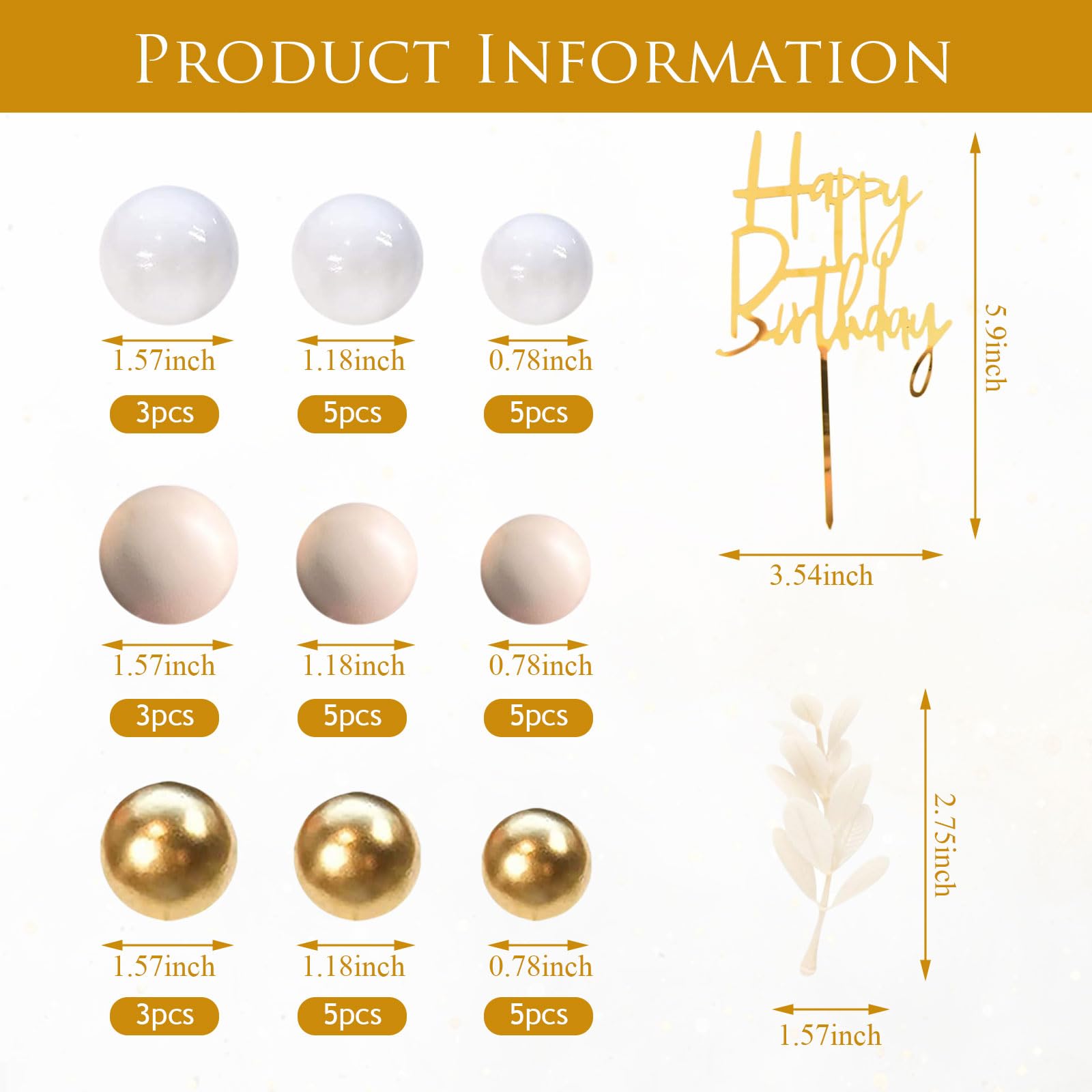50 stuks bal taart topper, gouden mini cupcake toppers schuim bal taart picks faux parel ballen taart insert topper bakken decoratie voor bruiloft afstuderen verjaardagsfeestje