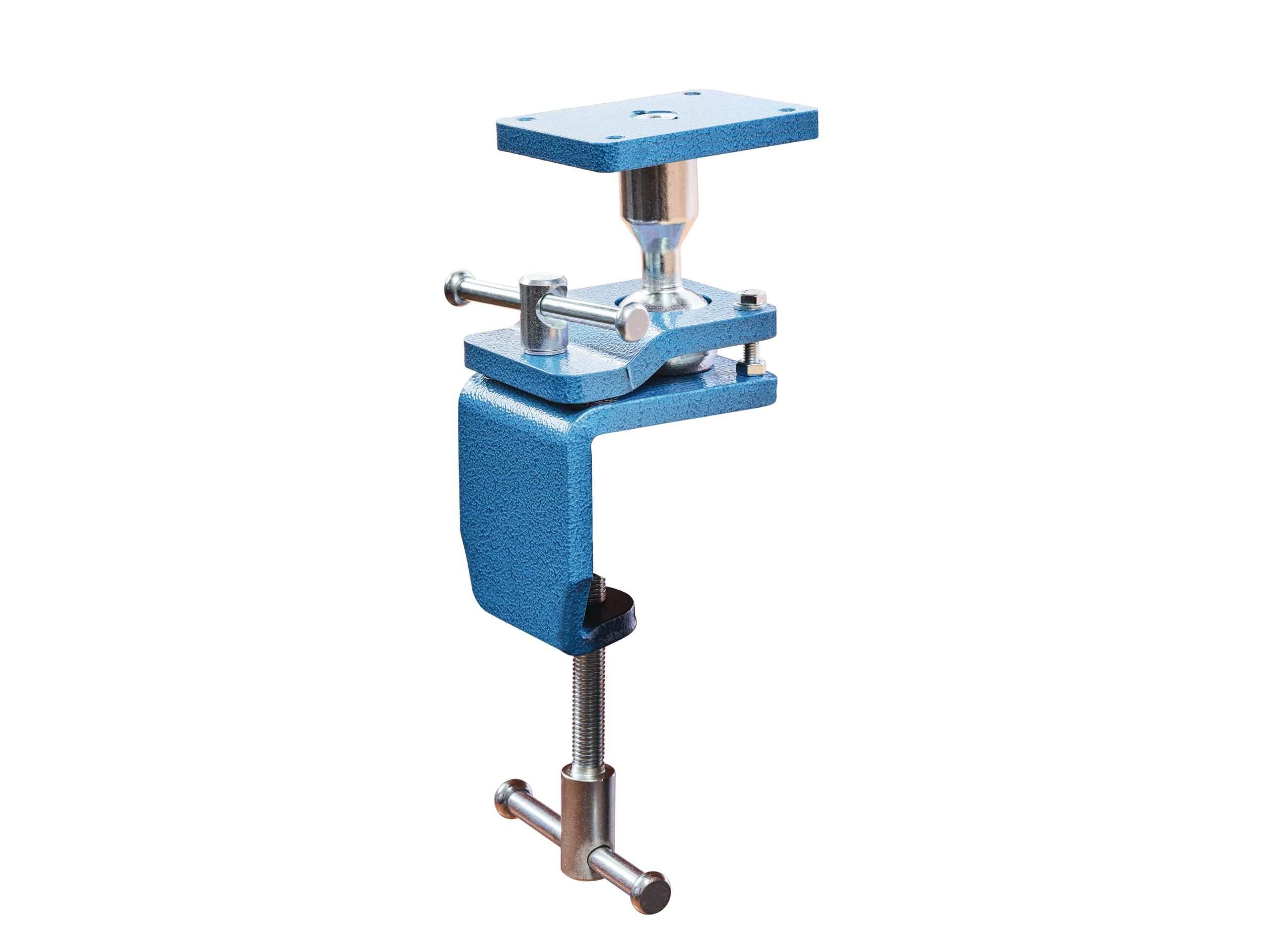 HEUER Abrazadera de bola – para tornillo de banco 100 mm/Compact 120 (dimensiones 12 x 8 x 28 cm, peso 2,8 kg, acero recubierto de polvo, azul) 119110