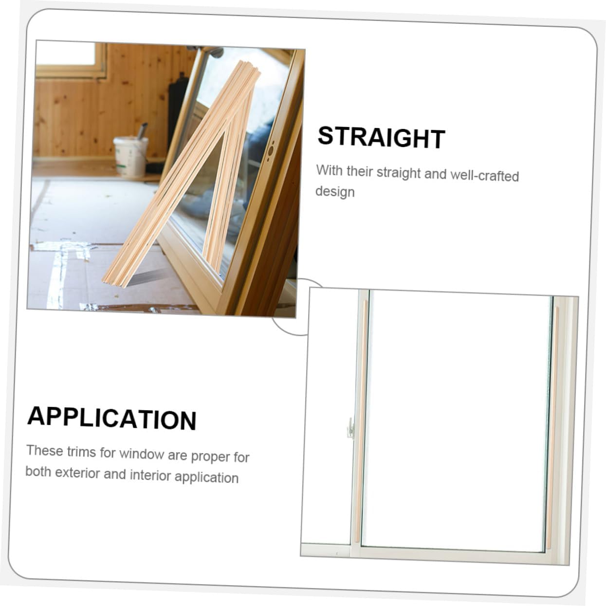10pcs Wooden Window Trim Strips Isosceles Triangle Natural Decor for Home and Office