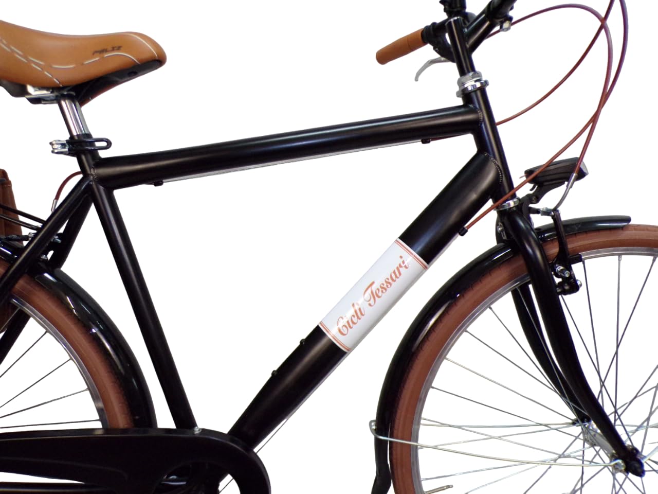 Cicli Tessari - bicicletta uomo bici da passeggio city bike 28'' vintage con borse laterali cambio 6 velocita'