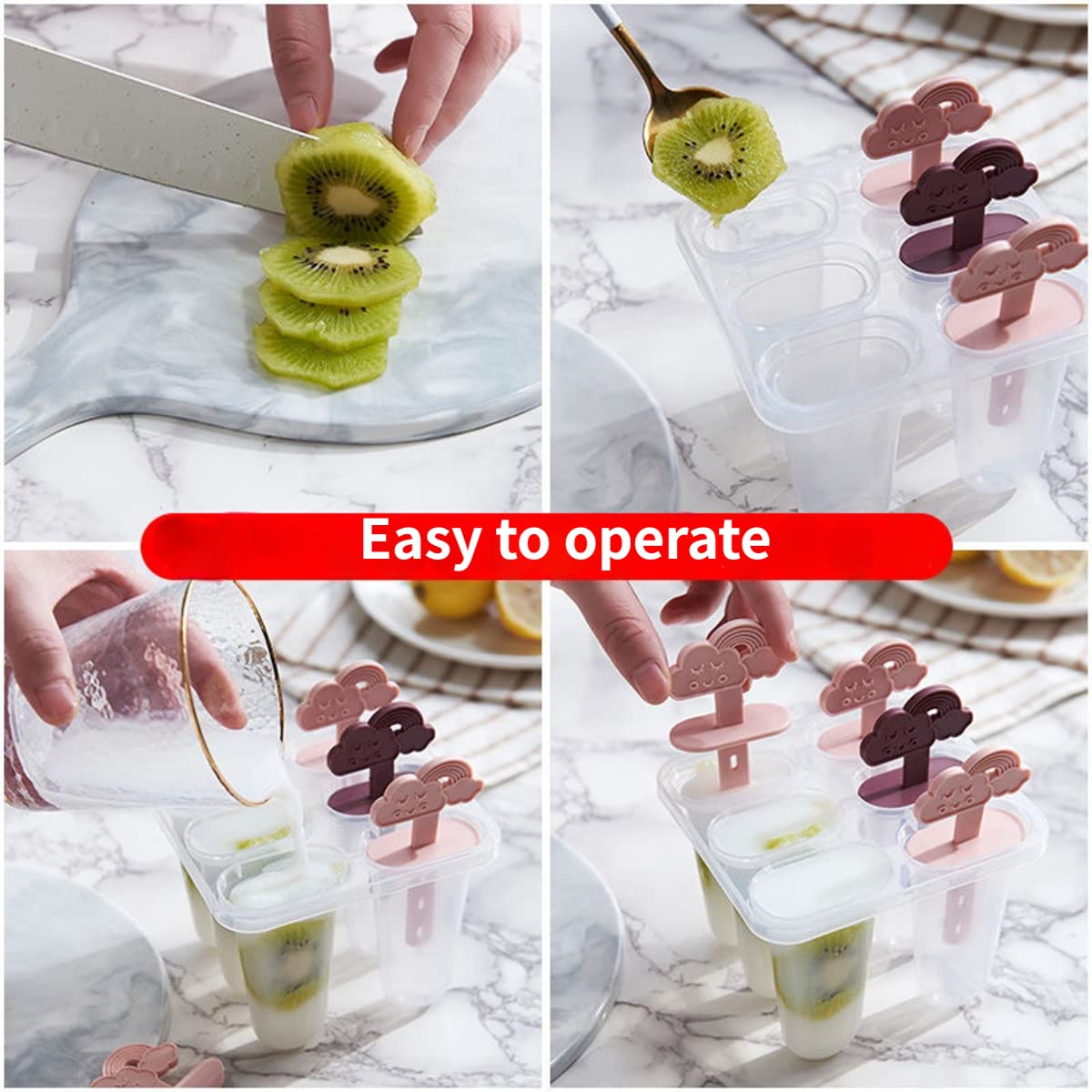 Banana Popsicle Mold Set 4 Pieces Homemade Silicone Popsicle Maker Kid Easy Release Ice Cream Molds Reusable DIY Pop Molds- BPA Free (Blue,4 Cells)