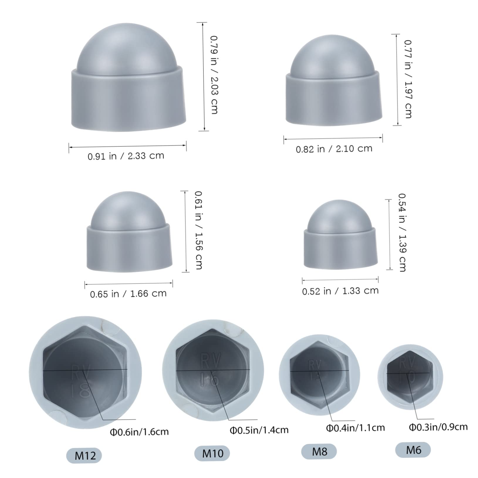 OSOLADY 40Pcs Plastic Hexagon Nut Covers Reusable Nut Caps for Automotive Construction and Mechanical Applications Included