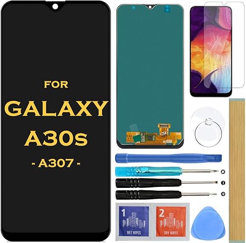 Reemplazo de pantalla LCD táctil digitalizador Asamblea para Samsung Galaxy A30S 2019 A307 SM-A307F A307FN A307G A307GN 6.4" (negro)