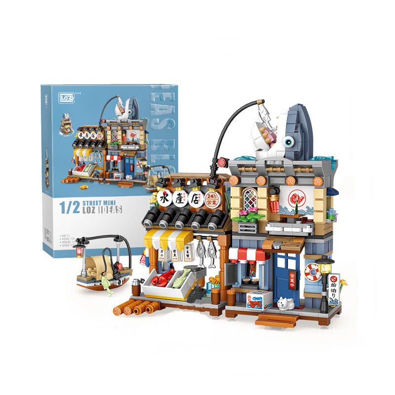 Japanese Street View Aquatic Shop, 790PCS Building Blocks Model Set - Mini Bricks Building Block Set Toys，Fun and Exciting Toy for Kids and Adults