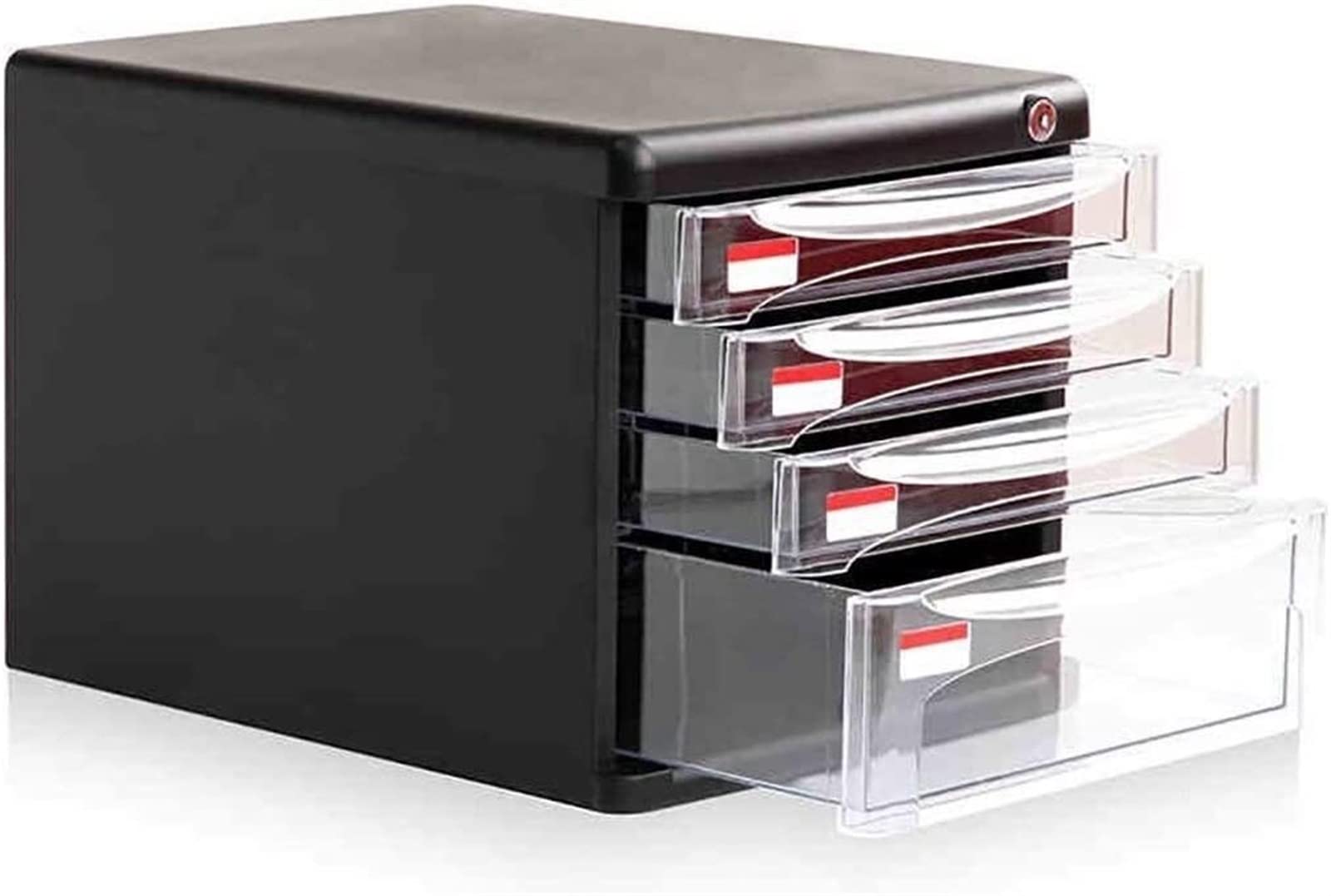 MYUYEE Transparent A4 Filing Cabinet With Lock - Desk Nizer For Office Supplies, Plastic File Box For Home & Office, Secure Sto Solut