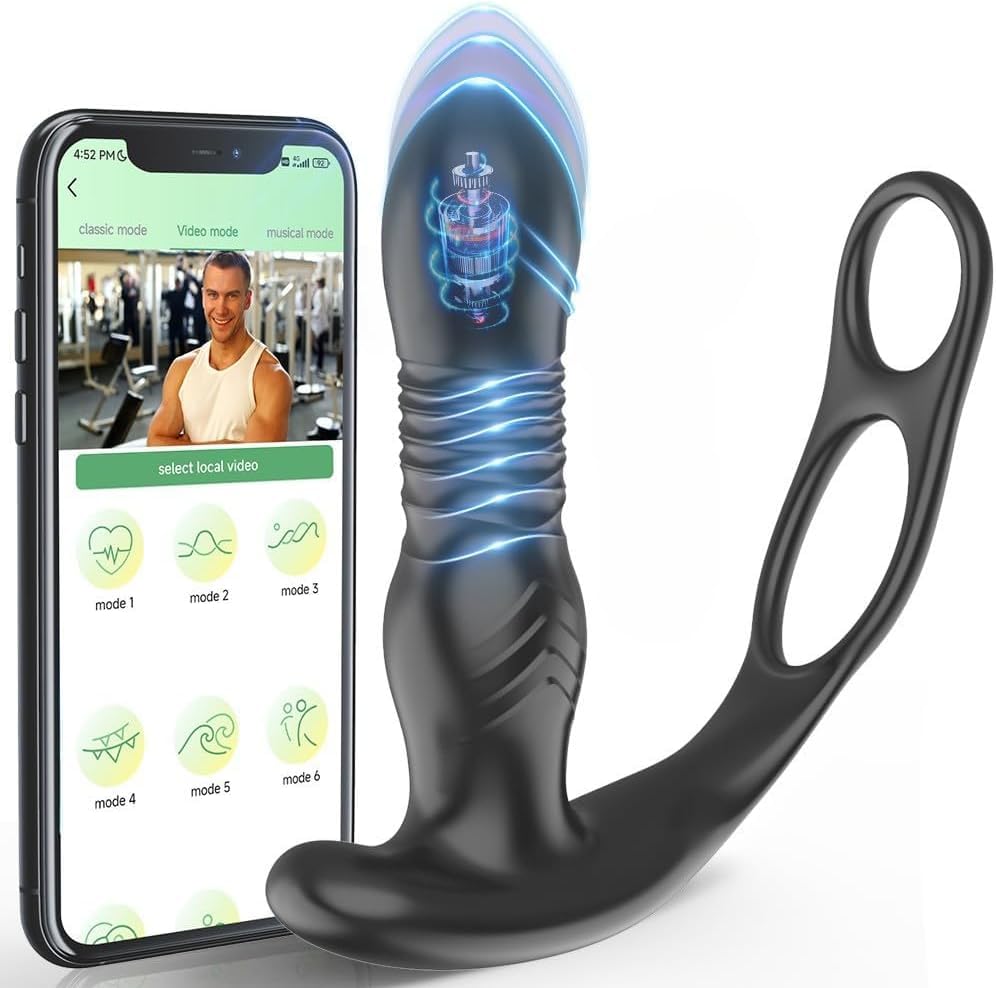 Amazon.com: Male Thrusting Dildo Prostate Massager Bluetooth APP Vibrator  for Men Gay Anal Plug Wireless Remote Butt Plug Sex Toy for Women Couples :  ...