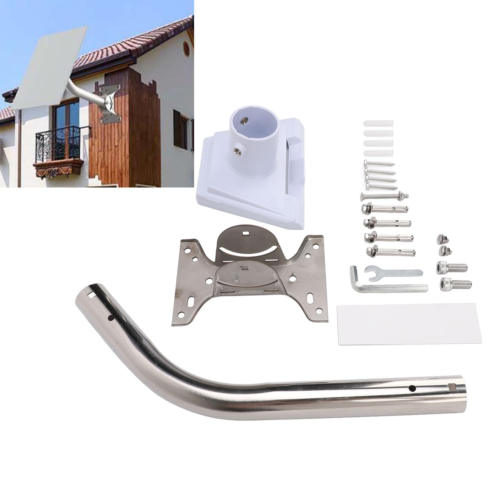 Kit de Montaje Satelital, Soporte Duradero Ajustable Blanco para Antena Parabólica Estándar Gen3 V3, Instalación en el Hogar, ASA, Resistente a la Intemperie