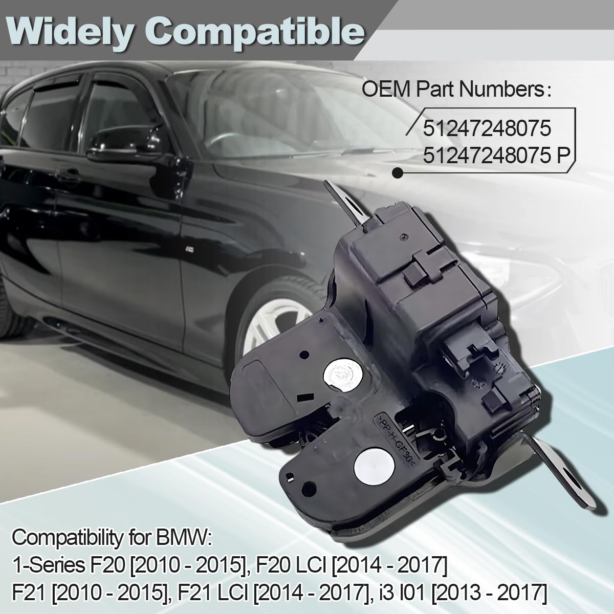 ZAMDOE 51247248075 Serratura del portellone Serratura del Bagagliaio Adatto per BMW 1-Series F20 2010-2015 F20 LCI 2014-2017 F21 2010-2015 F21 LCI 2014-2017 i3 I01 2013-2017 Serratura portellone