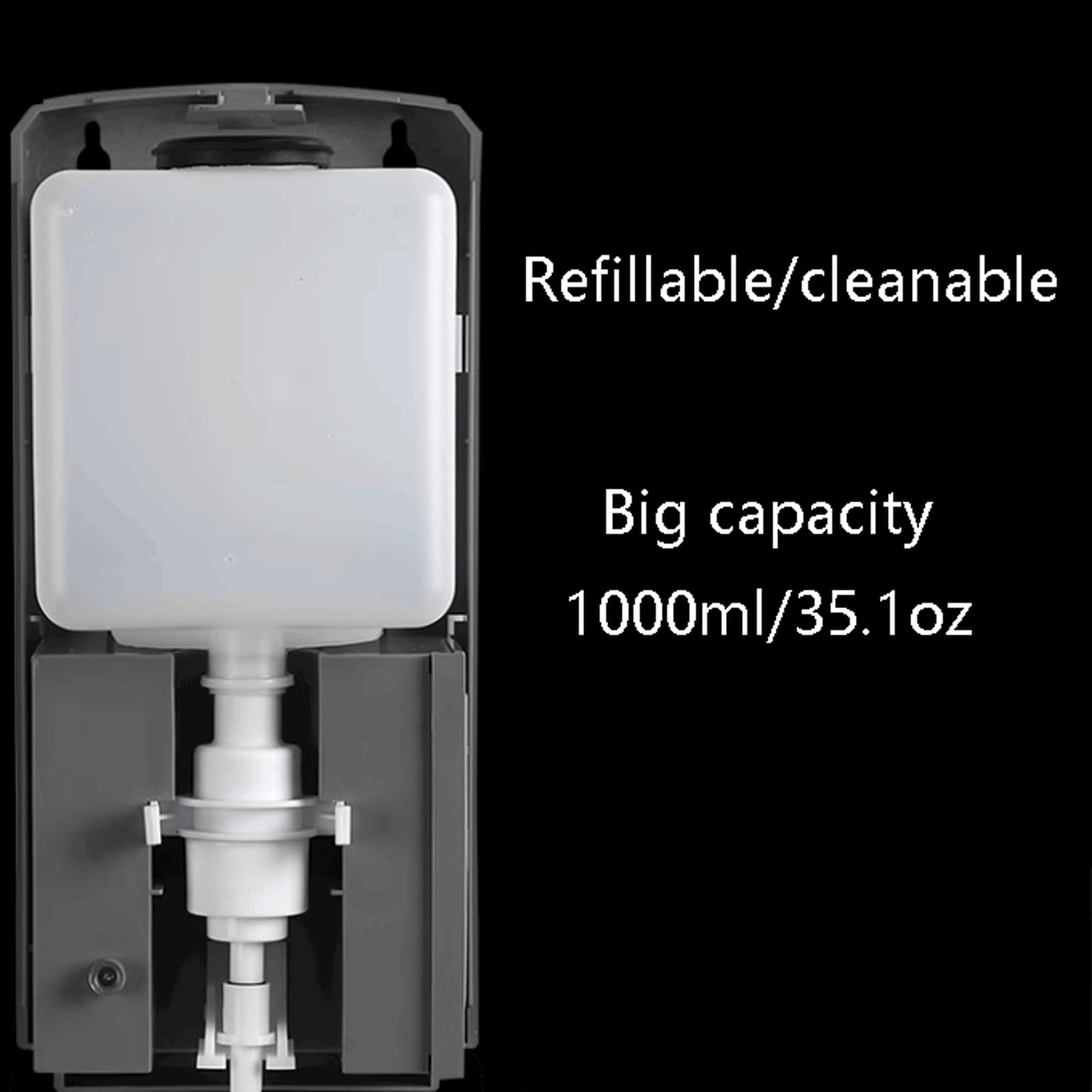 Dispensador de jabón de plástico, dispensador automático de loción, Sistema dispensador de Ducha de Montaje en Pared, Blanco, Gran Capacidad, 1000ml/35,1oz