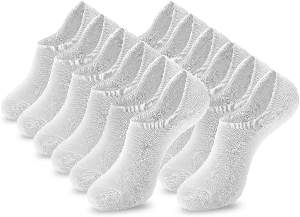 6/12 Pairs No Show Cotton Low Cut Socks - Men & Women's Bulk Liner Socks