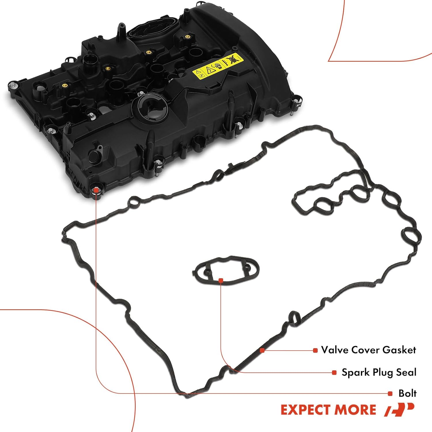 A-Premium Engine Valve Cover, with Gasket & Bolts, Compatible with BMW 230i, 230i xDrive, 320i, 330e, 330i, 330i GT xDrive, 330i xDrive, 430i, 430i xDrive, 530e, 530i, 740e xDrive, X2 & Mini Cooper