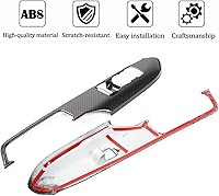 Vista 3 de RT-TCZ Manija de puerta de fibra de carbono, interruptor de control de ventana, cubierta de panel de botón, calcomanía para decoración