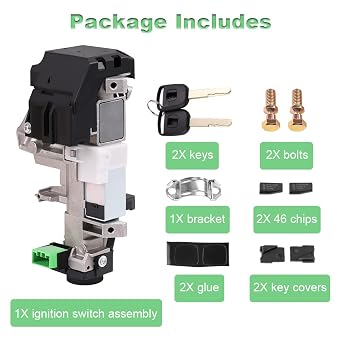 WMPHE Ignition Switch Lock Cylinder ID46 Chip 35100-SDA-A71 06350-SAA-G30 | Compatible with 2006-2011 Honda Civic 2007-2010 Honda CR-V FIT Odyssey with 2 Keys