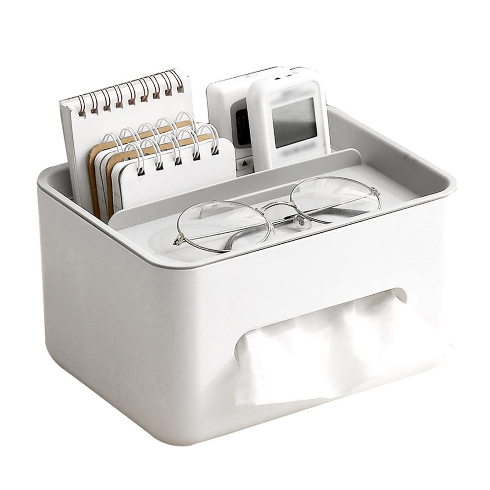 Renococo Rectangular Tissue Box Cover with Storage,8 x 6 Inch Multifunction Tissue Box Holder,Mini Paper Outlet Facial Tissue Box,Facial Tissue Holder Case Dispenser,Paper Towel Holder