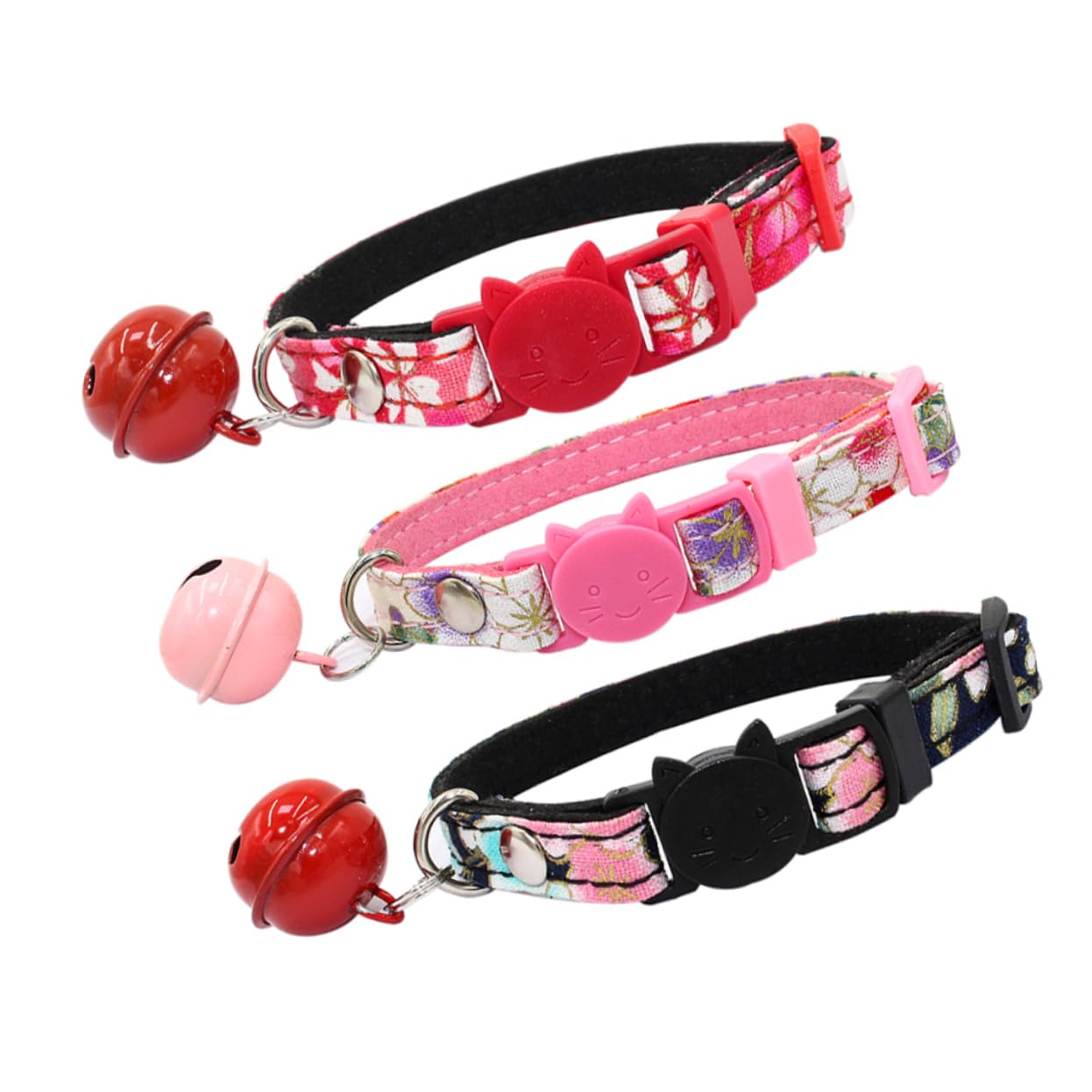 Kisangel Lot De 3 Colliers pour Chat Uniques De Style Adorables Colliers pour Animaux De Compagnie avec Et Clochette pour Chiens Et Chats Taille S Noir Et Rouge 3 Pièces X 3