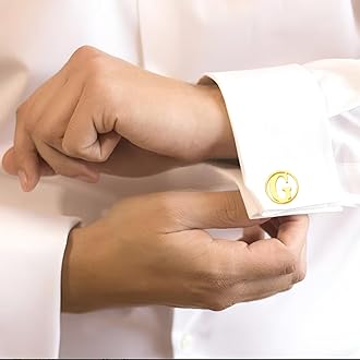 GWD Cufflinks for Men Classic Tuxedo Shirt Wedding Cuff Links Personalized Initials A-Z Gift