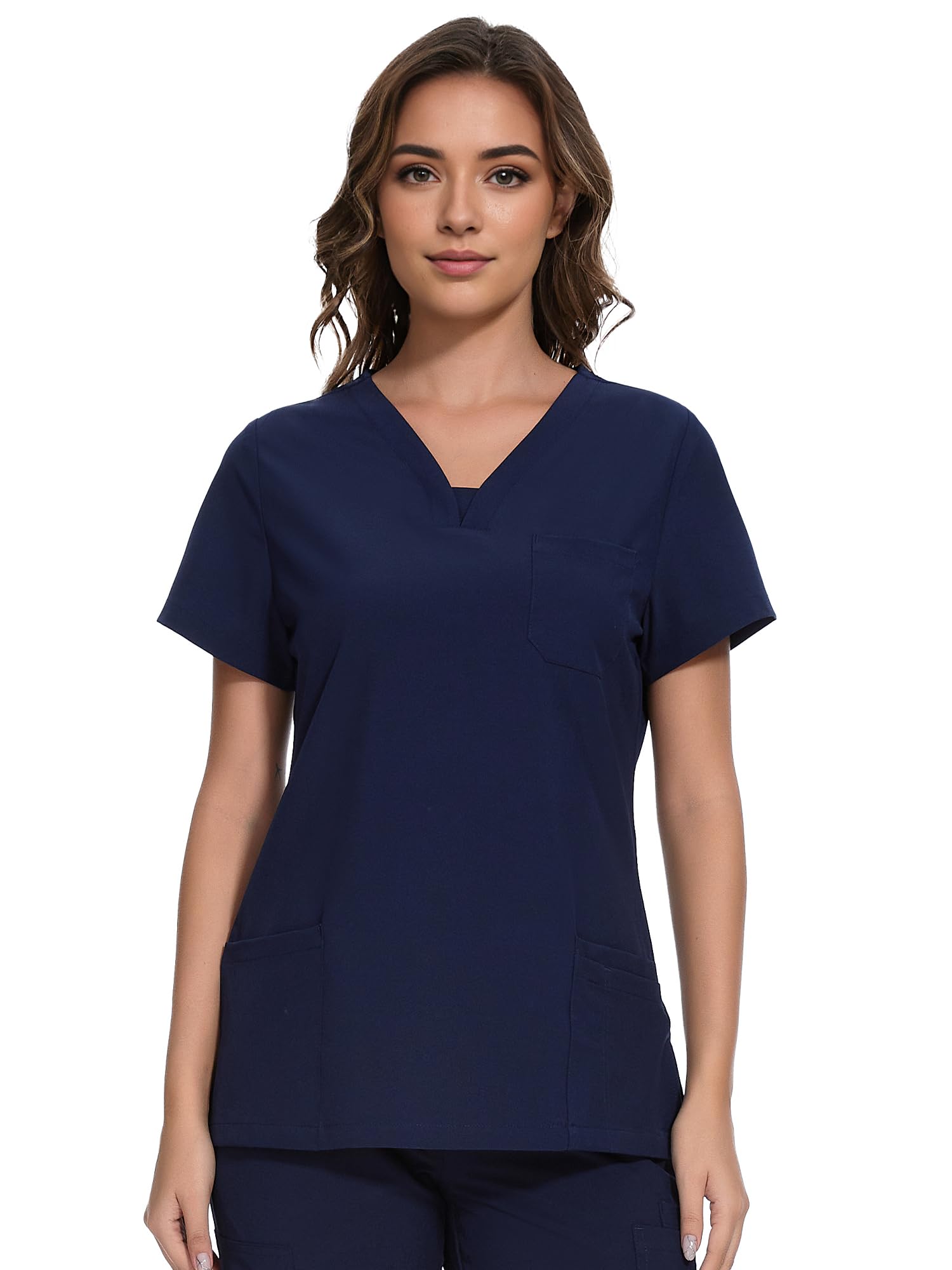 COZYFIT Scrubs for Women - V-Neck Women Scrub Tops with 3 Pockets,Soft Stretch