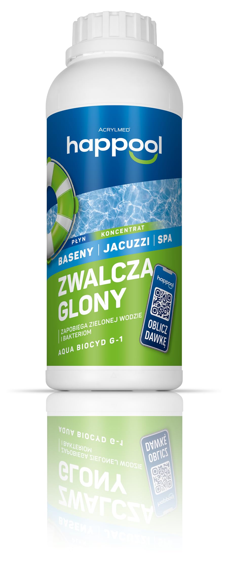 Aqua Biocyd G-1 – środek do czyszczenia basenu, krystalicznie czysta woda, usuwa glony, dodatek do basenów ogrodowych, efekt klarowności, koncentrat płynny, 1 L