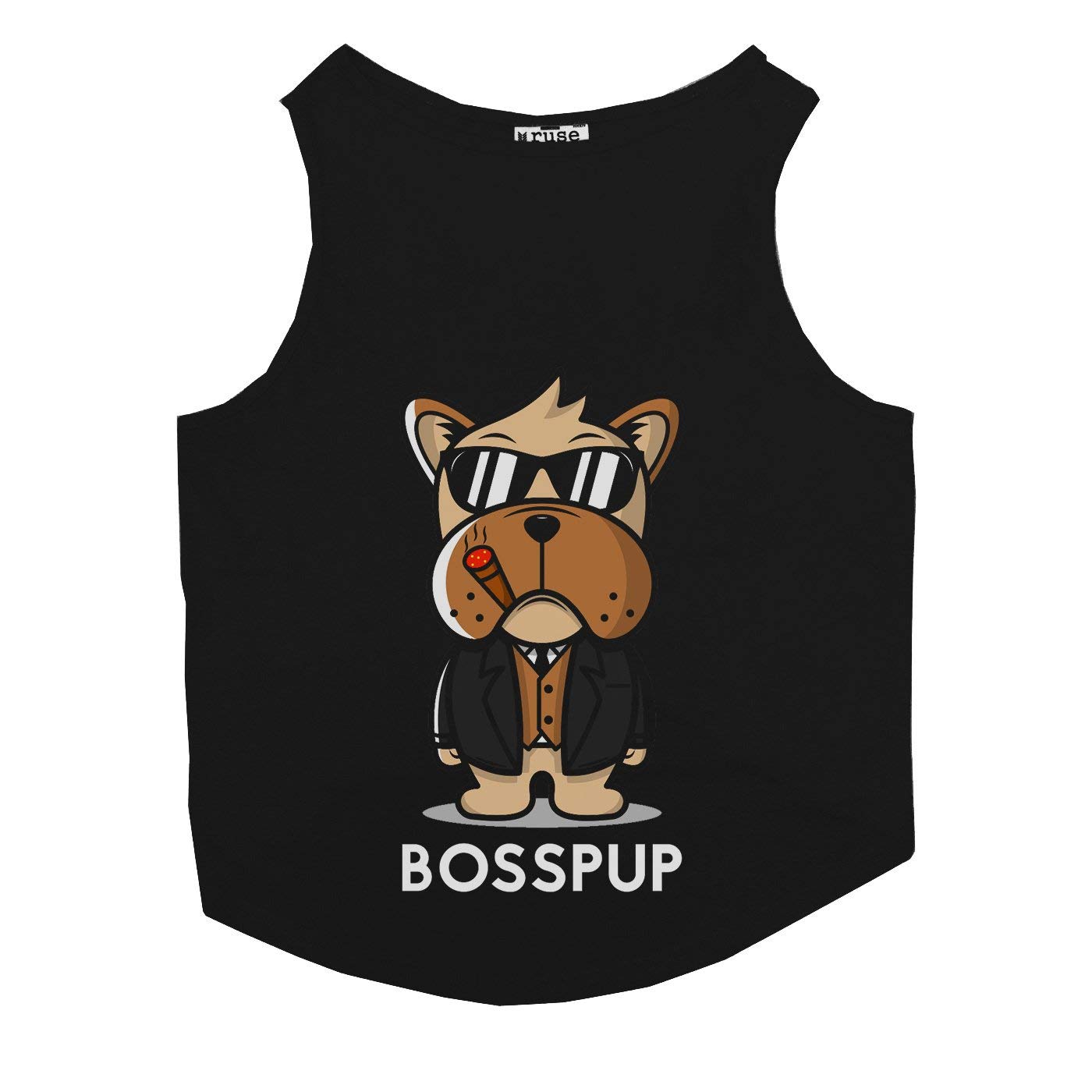 Ruse Bosspup Printed Round Neck Sleeveless Dog T-Shirt/Vest/Sando Tank Cotton Clothes for Pet/Apparel/Tees Gift for Dogs (Black, XL) (Full Grown Retrievers, Labs etc) 1