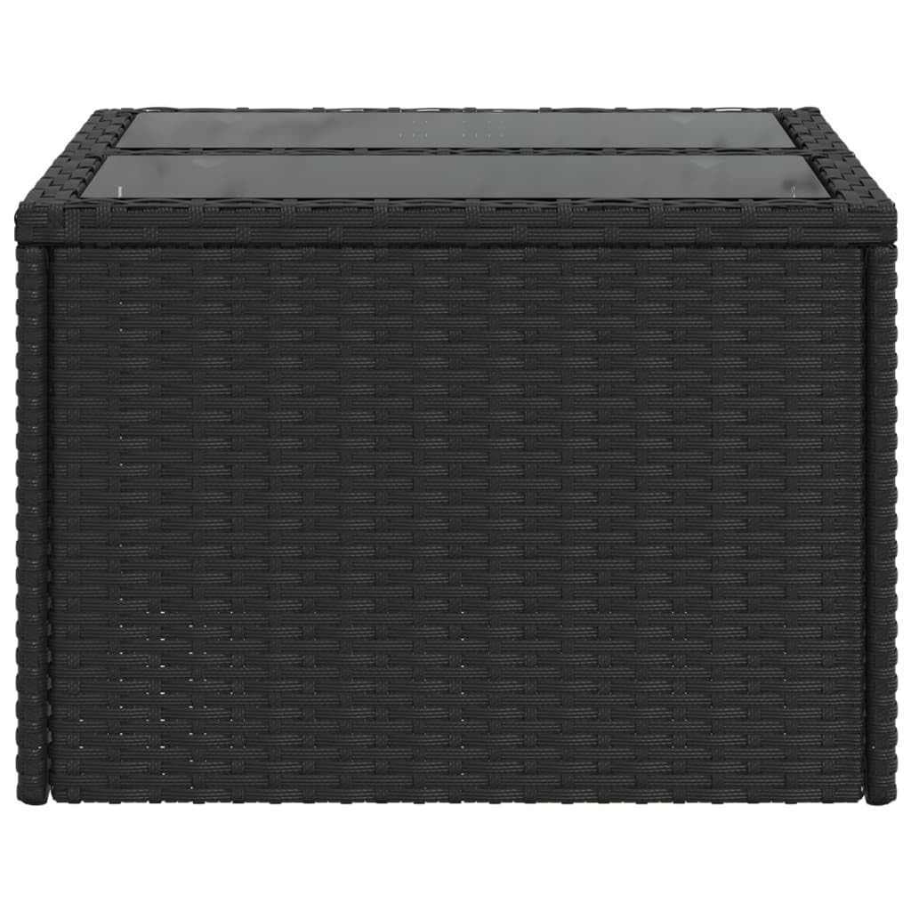 vidaXL Mesa de jardín con Tablero de Cristal, ratán sintético, Color Negro, 55 x 55 x 37 cm