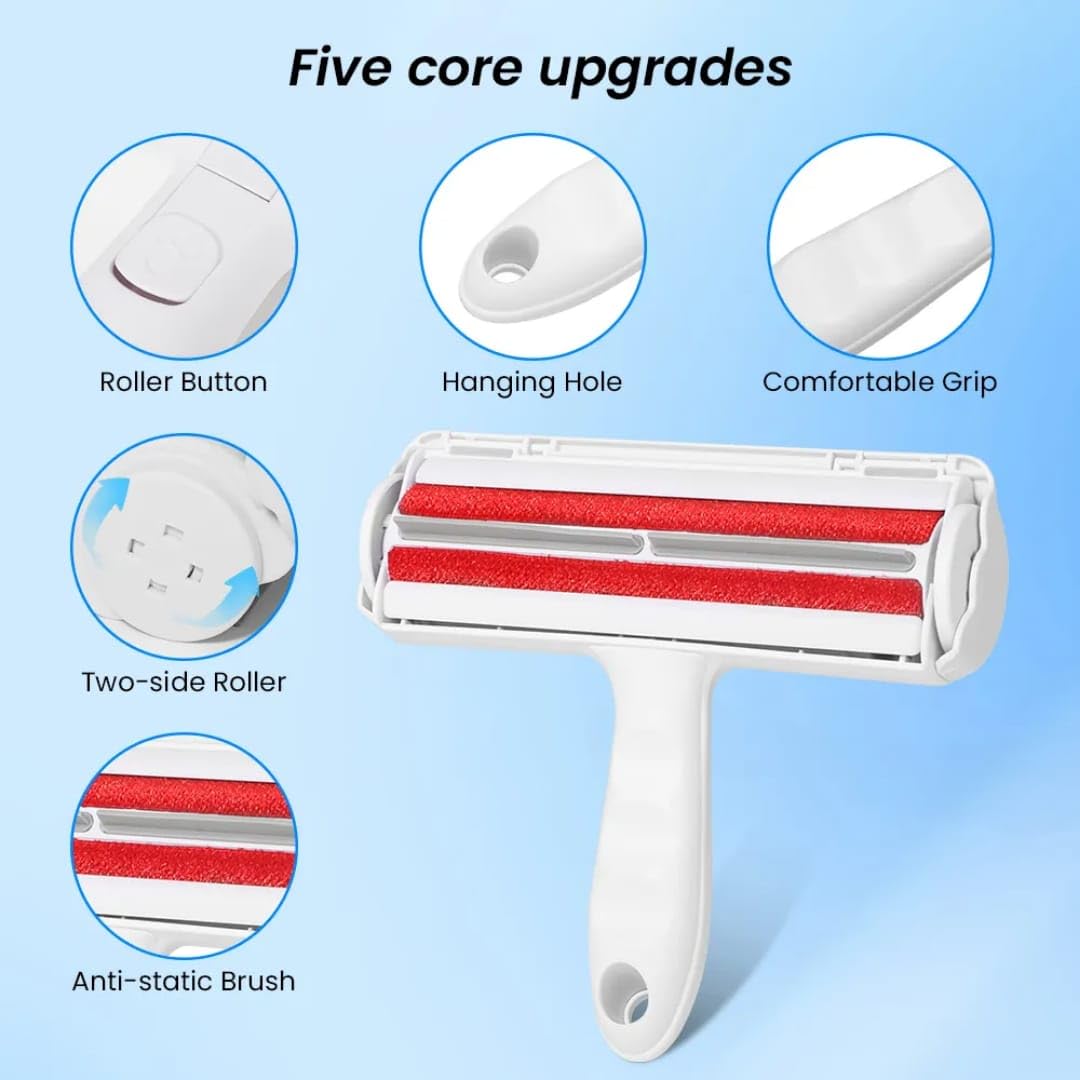 Pet Hair Remover – Reusable Lint Roller for Cat & Dog Hair on Furniture, Couch, Carpet, Car, Rugs & Bedding – Portable, Eco-Friendly, upgraded Handle (White) - image 3