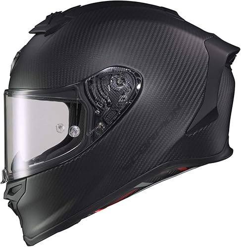 ScorpionEXO R1 Air - Casco de fibra de carbono TCT-U 3K de fibra de carbono para motocicleta y aventura callejera con bolsillos para altavoces