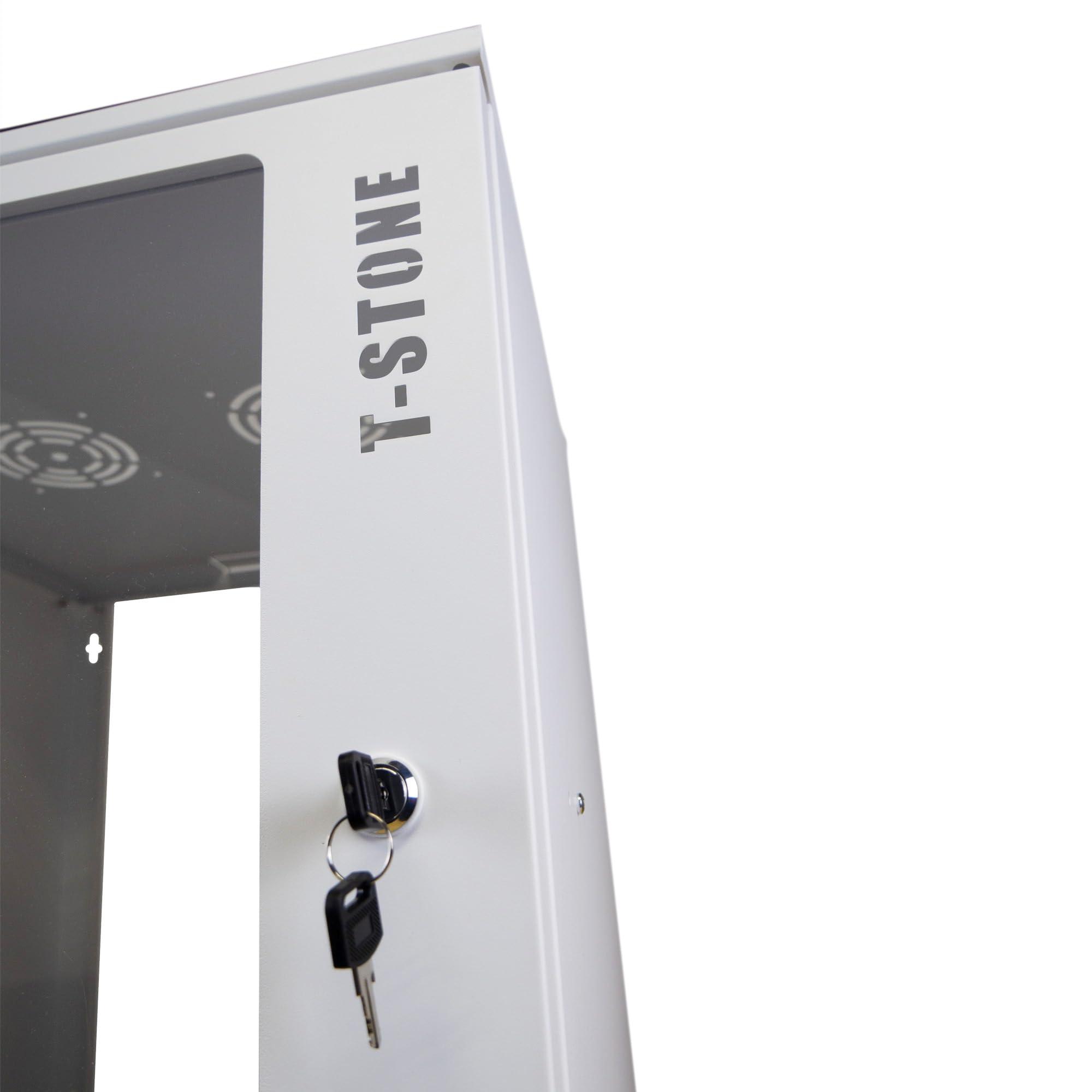 19 Zoll Netzwerkschrank 12 HE Tiefe 600 mm Traglast - 80 kg Weiß RAL 9003 | abschließbare Sichttür, ideal für die Wandmontage geeignet
