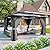 Aoxun 12'x14' Hardtop Gazebo, Aluminum Frame Permanent Pavilion with Curtains and Netting, Outdoor Polycarbonate Double Roof Canopy, Designed for Garden, Lawns, Patio, Gray