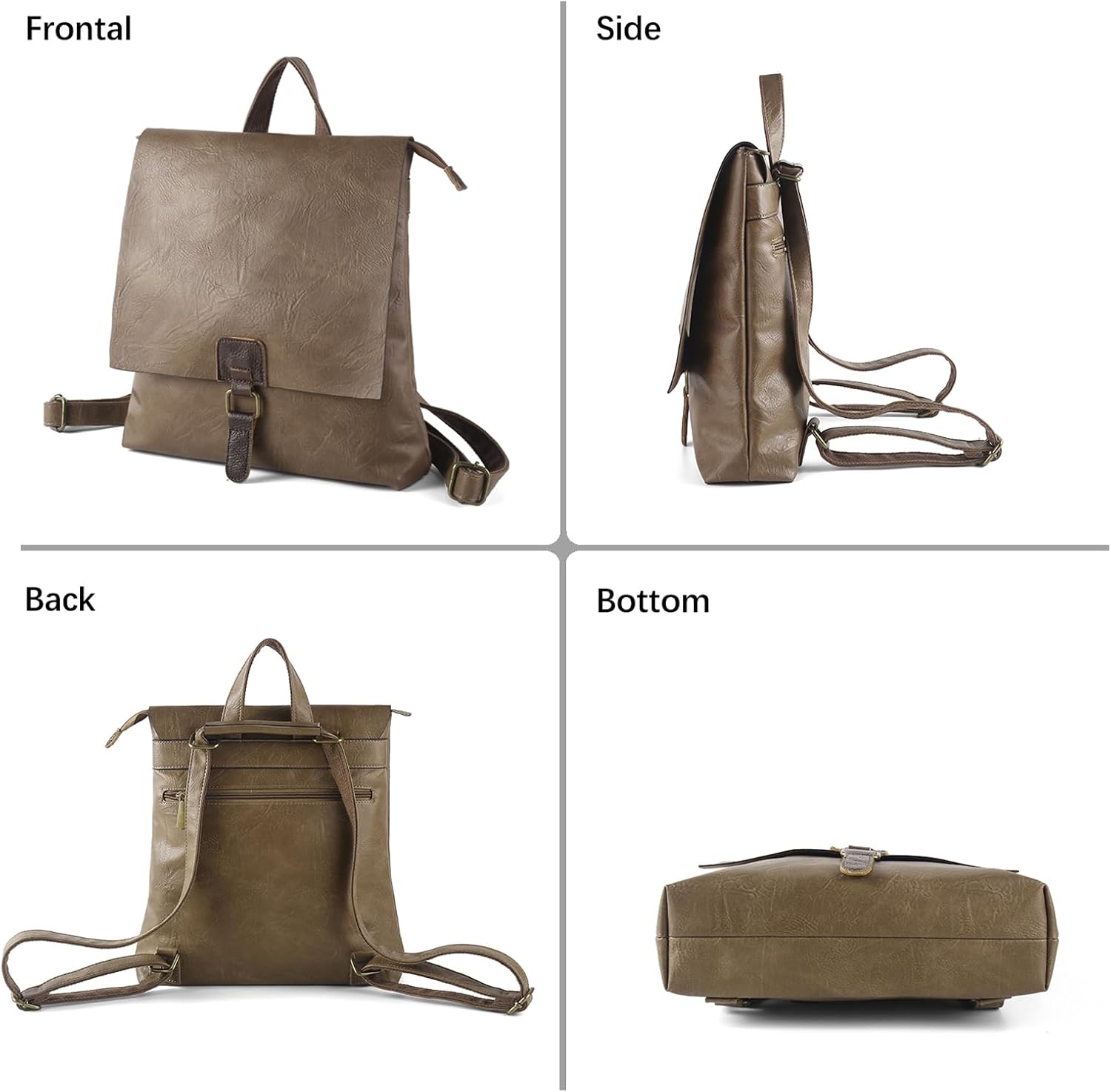 Women's Fashion Backpack Purse Multipurpose Design Convertible Satchel Handbags Shoulder Bag Travel bag (Khaki) - Image 6