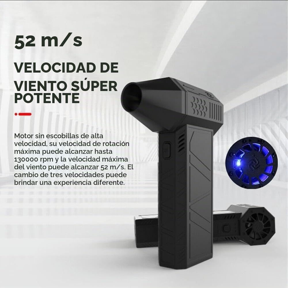 Hydrayne Air Blaster 2,0, Mini plumero de aire eléctrico Recargable Hydrayne, 3 engranajes ajustables, potente soplador de 130000 RPM con luz