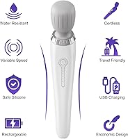 Vista 2 de Varita mágica masajeador vibración, regalo de Navidad para mujeres y hombres, masajeador eléctrico de espalda inalámbrico, vibrador portátil