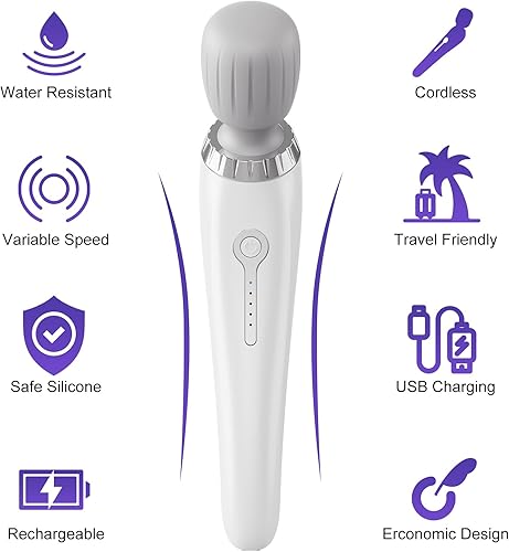 Miniatura 2 de Masajeador de mano, masajeador eléctrico inalámbrico de espalda, masaje portátil de 5 velocidades de tejido profundo para relajación, recuperación