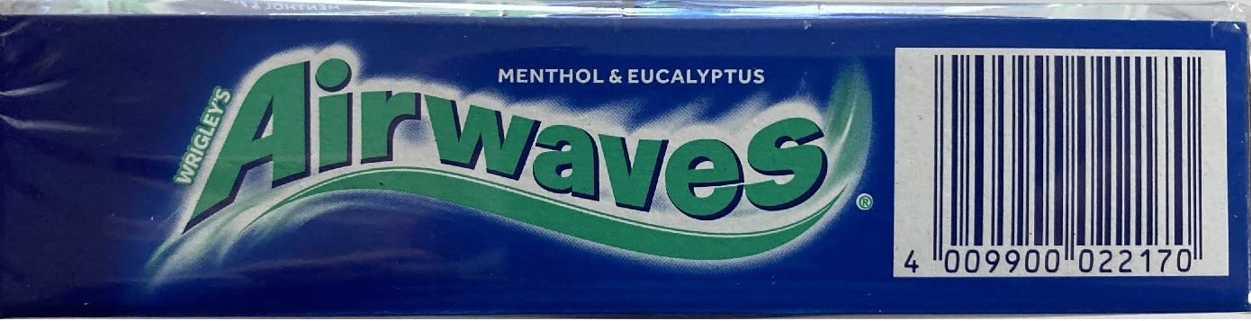 Wrigley's Airwaves, gomma senza zucchero, mentolo e eucalipto, 10 pezzi, confezione da 30