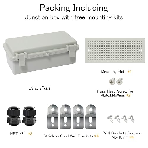 Vista 47 de Caja de conexiones IP65 impermeable de plástico ABS con bisagras, cubierta transparente de policarbonato, caja de proyectos eléctricos con placa