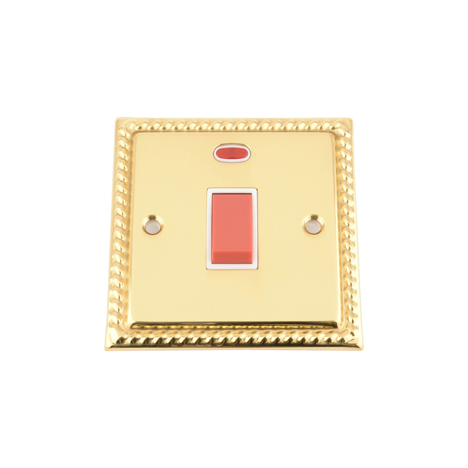 A5 Products White Cooker Oven Switch W/Neon Indicator 45 Amp - Polished Brass - Georgian